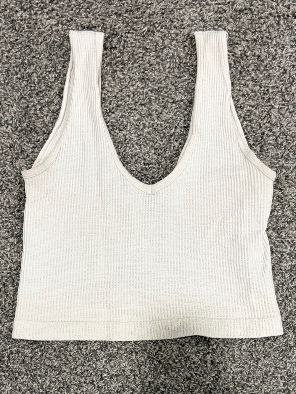Ribbed V-Neck Tank Top in Cream